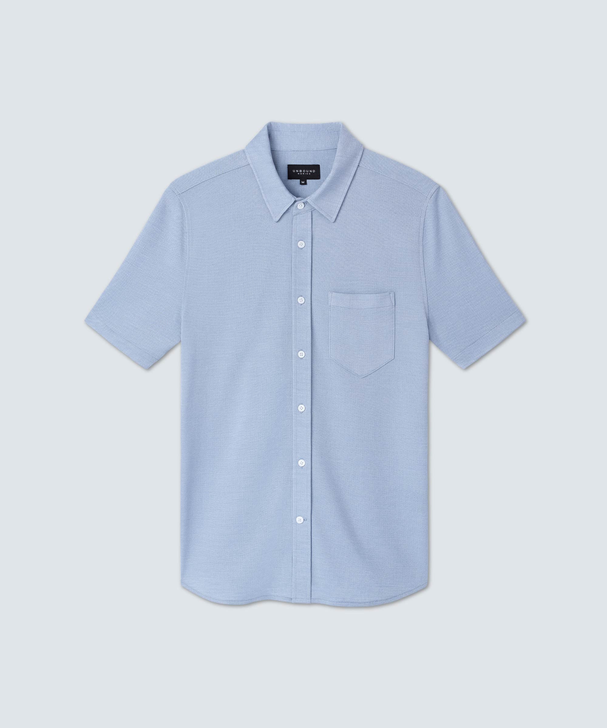 Men's Relaxed Short Sleeve Merino Button-Up - Image 6