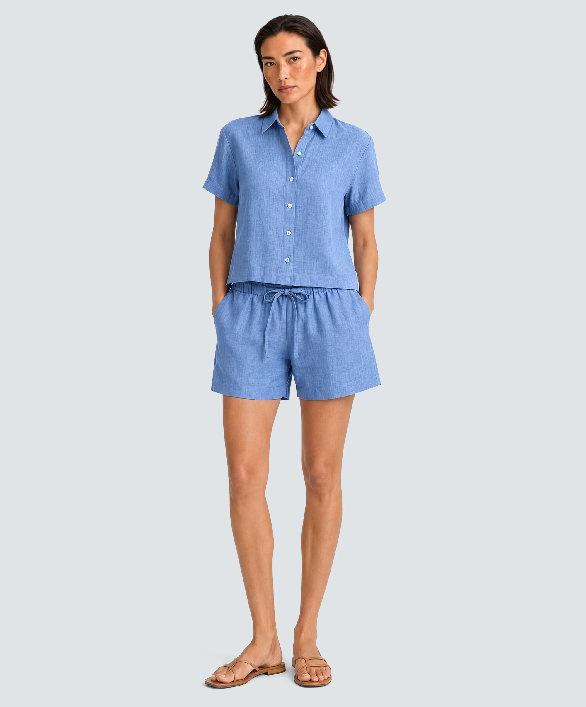 Women’s Merino Linen Short Sleeve Shirt - Image 8
