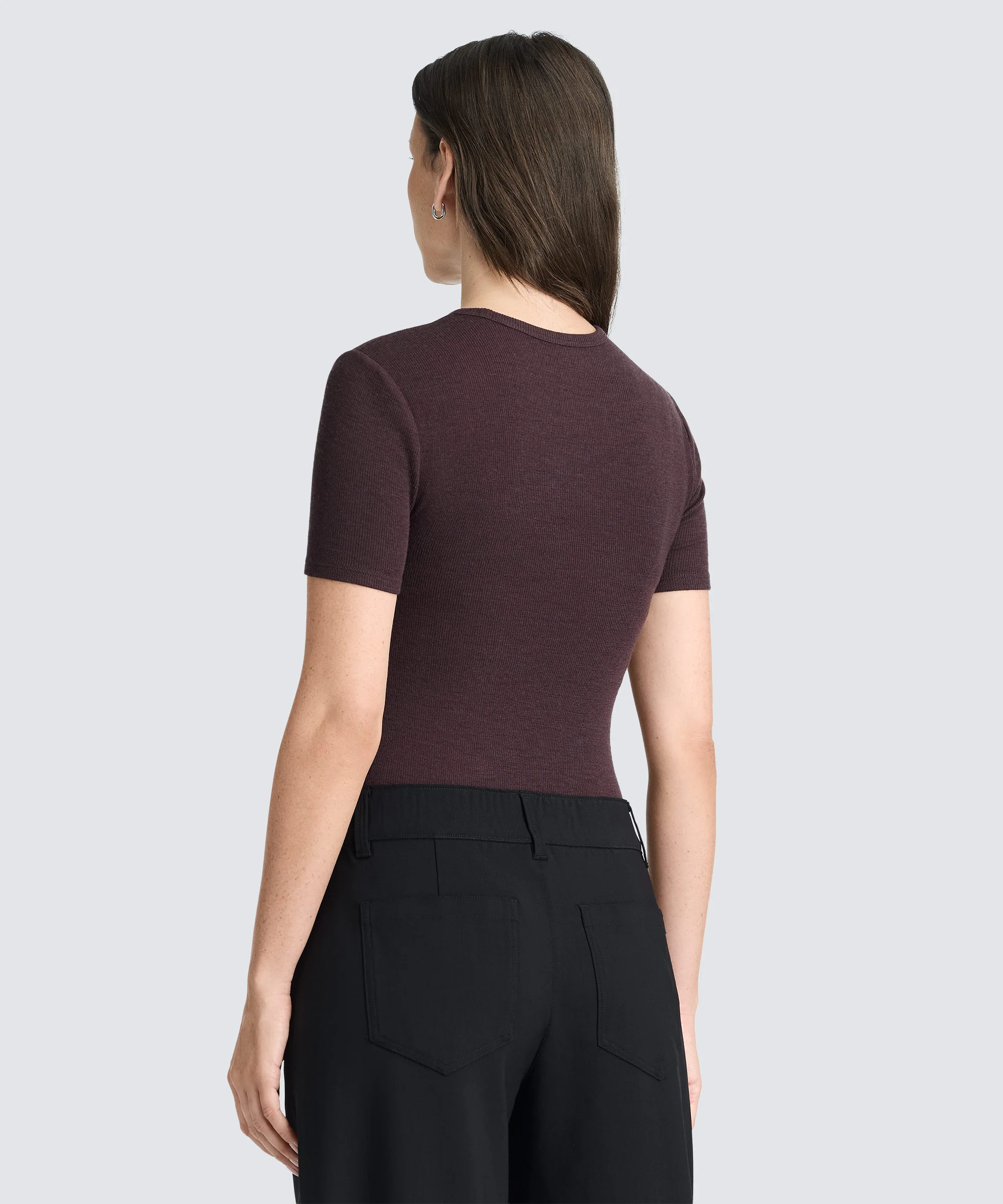 Women's Rib Fitted Crew Neck T-Shirt - Image 33