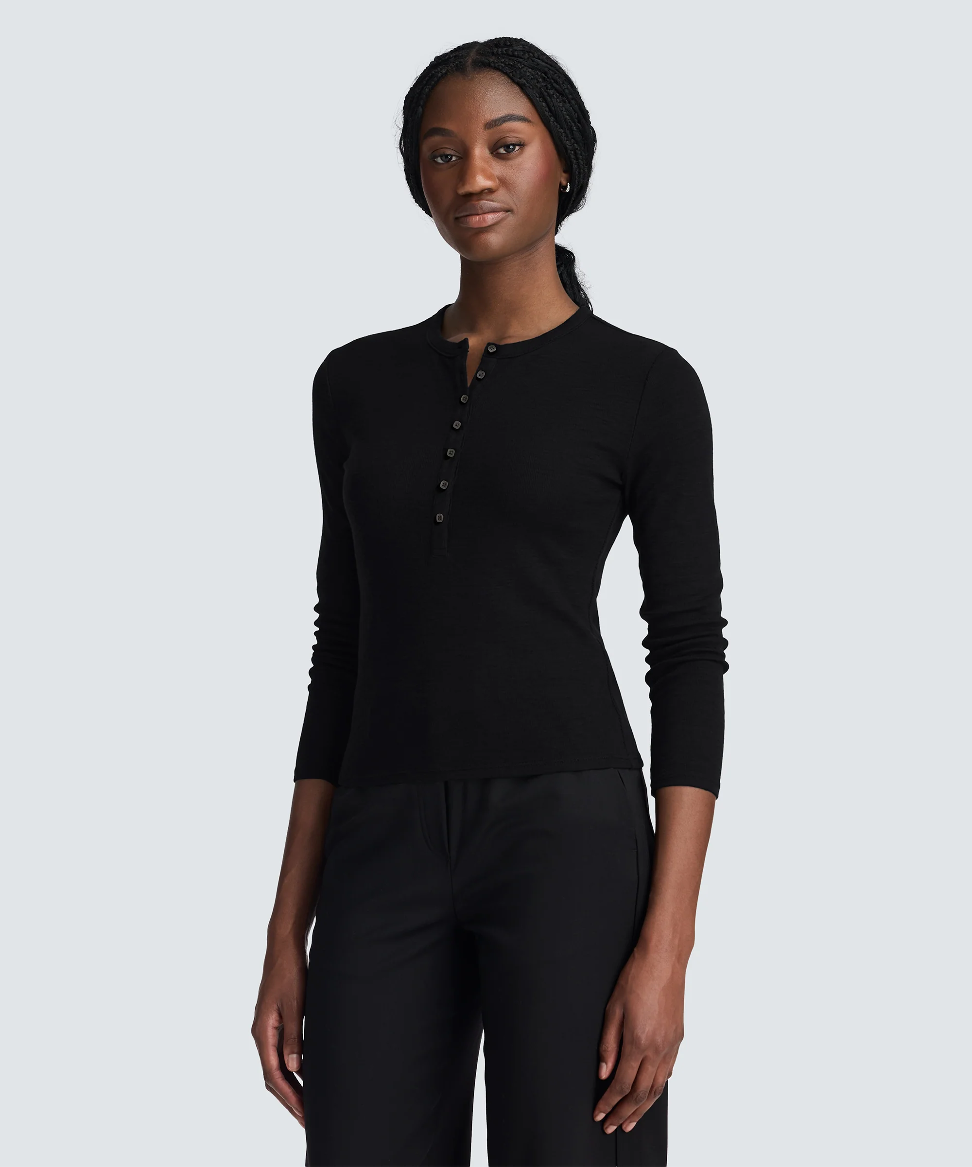 Women's Merino Rib Henley - Image 7